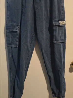 Kids Blue Cargo Denim Jogger Pants thumbnail 3