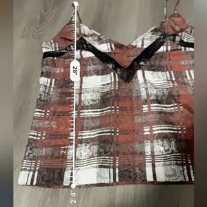 Lovers + Friends Plaid Camisole‎ Tank Top Women's Size Large Lace Trim V-Neck thumbnail 10