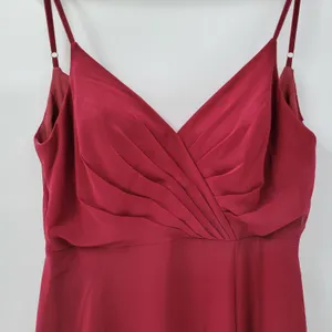Azazie Gown Womens Large Red Pleated Chiffon High Slit Prom Bridesmaid Dress thumbnail 13