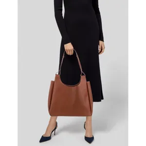 Neiman Marcus Vegan Leather Minimalist Hobo Open Tote Shoulder Bag thumbnail 2