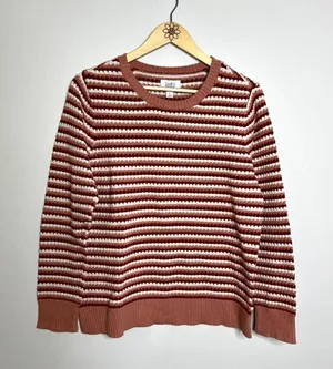 Croft & Barrow Pink Knit Striped Crewneck Sweater thumbnail 4