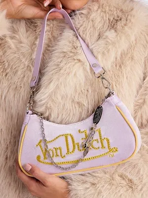 Von Dutch Lavender Shoulder Bag with Yellow Trim NWT thumbnail 1