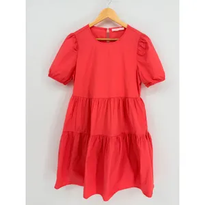 Adyson Parker Tiered Puff Sleeve Dress Womens Medium‎ Coral Babydoll Pockets thumbnail 2