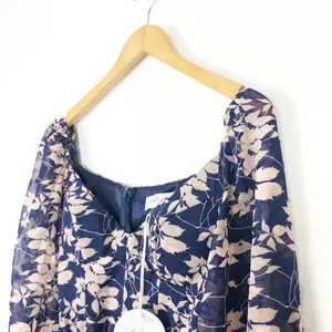 NWT Petal & Pup Navy Floral Mini Dress Size Small Long Sleeve Aline Ruffle thumbnail 7