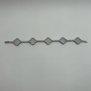 Fragrant Jewels Moissanite Clover Tennis Bracelet VVS1 Silver New Insane Quality 8 Inch 3mm thumbnail 2