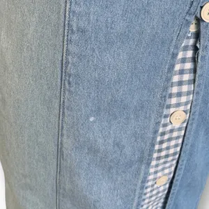 Vintage‎ 90s Chambray Gingham Plaid Midi Dress Button Front Cottagecore Medium Blue Size 10 thumbnail 8
