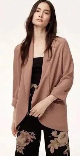 Aritzia Babaton Maeve Blazer Cardigan Small Brown Draped Oversized Button thumbnail 1