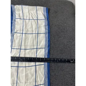Vintage Lauren Ralph Lauren Scarf Ivory Blue Windowpane Crest Rectangular Preppy thumbnail 6