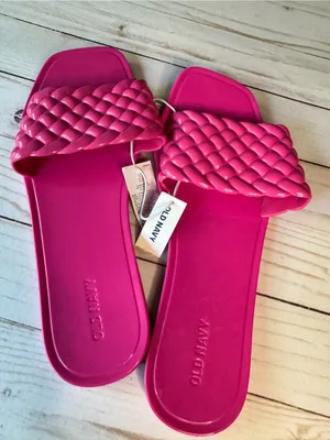 Old Navy Women’s Black Braided Jelly Low Heel Sandals Sz 9 New With Tag thumbnail 1