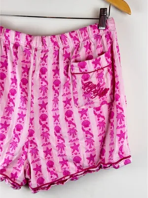 Pink Palm Puff Blush Bay Pajama Set Pink Supima Cotton Shorts Top XL thumbnail 14