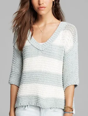 Free People Park Slope Stripe Off Shoulder Sweater thumbnail 1