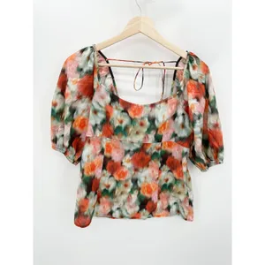 J.Crew Womens 2 Liberty Floral Cotton Top Square Neck‎ Puff Sleeve Blouse thumbnail 3