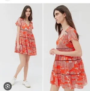 Orange Flowy Dress thumbnail 2