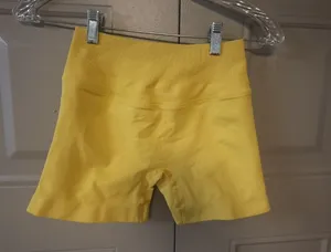 Workout booty shorts bundle of XS's exercise shorts in yellow and brown. thumbnail 1