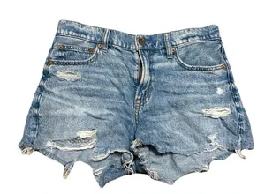 (American Eagle) High Rise Distressed Denim Shorts: Size 4 thumbnail 1