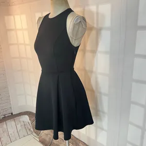 Abercrombie & Fitch Black Neoprene Cut Out Sleeveless Skater Mini Dress Size Med thumbnail 3