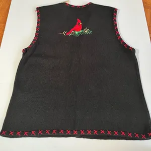 Vintage 90s Christmas Cardinal Sweater‎ Vest Wonen Sz XLarge thumbnail 10