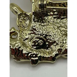 Danecraft Vintage Deer Pin Brooch Doe Brushed Gold Christmas Signed NOS 80s thumbnail 4