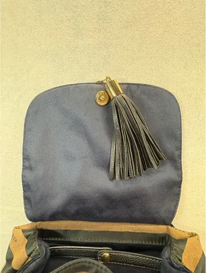 Tommy Hilfiger Striped Backpack Purse Brown Black Tassel Gold Tone thumbnail 5