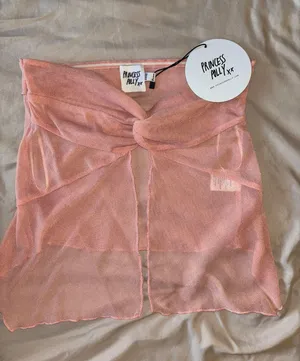 Princess Polly Pink Strapless Sheer Top thumbnail 1
