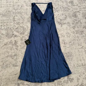 Lulus Incredible Love Navy Satin Cowl Back Midi Slip Dress Size Large Cocktail thumbnail 5
