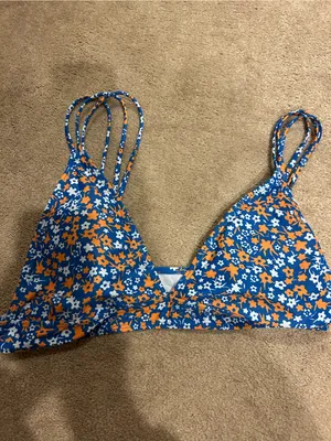 SheIn Blue & Orange Floral Bikini Set thumbnail 4