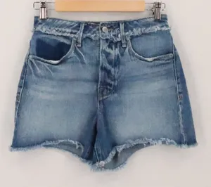Good American Bombshell Denim Shorts Womens Size 0/25‎ Blue Raw Hem High Waist thumbnail 1