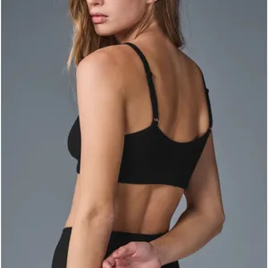 Alo Yoga Pointelle Sweater Be Mine Bra Bralette Black Small thumbnail 2