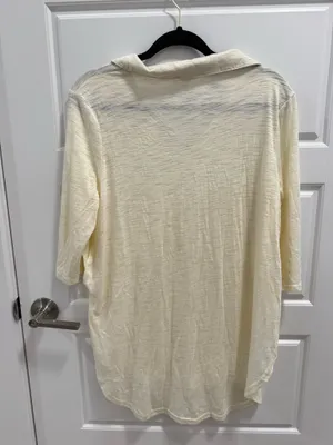 Umgee Cream 3/4 Sleeve Collared Blouse thumbnail 3