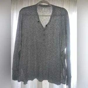 Aerie Offline Gray Way back Waffle Long Sleeve Henley T-Shirt size Large thumbnail 3