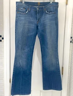 7 for All Mankind vintage boot cut denim. Distressed pockets. EUC. Size 30. thumbnail 1