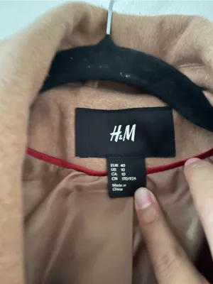 H&M Double Breasted Tan Camel Wool Belted Trench Coat 10 Quiet Luxury Preppy thumbnail 2