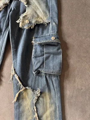 Women’s Streetwear Y2K Blue Denim Jeans Star Design Baggy Wide Leg Size 28 NEW thumbnail 10