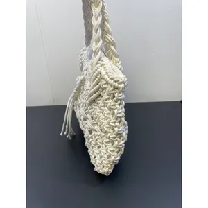 Women's Handmade Macrame/Crochet White Hand bag SKU 4278 thumbnail 4
