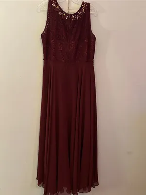 Beaded Lace Bodice Maxi Dress - Burgundy thumbnail 2