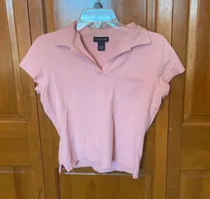 Ann Taylor Rugby PoloLight Pink Crop Top thumbnail 1