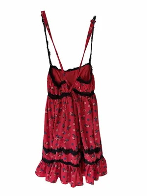 Urban Outfitters Elaina Strappy Lace Red Floral Babydoll Mini Dress size SP thumbnail 5