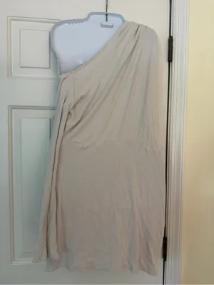 Missguided One Shoulder Ribbed Mini Dress Ivory Gray Size Large thumbnail 5