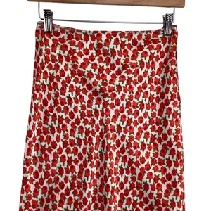Topshop Womens Maxi Skirt SIze‎ 2 Red Floral Print Long Satin Full Length thumbnail 2