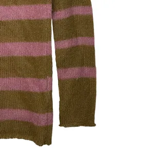 Loft Ann Taylor‎ Women Medium Mohair Striped Pullover Sweater Long Sleeve Button thumbnail 3