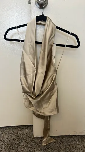 Zara gold backless halter cowl neck top thumbnail 3