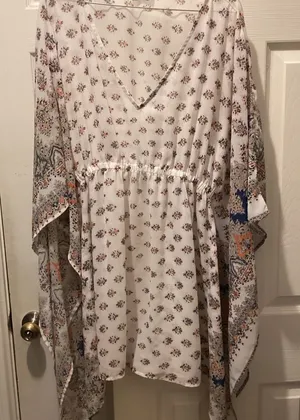 EARTHBOUND Bohemian Floral Blouse - White and Orange thumbnail 1