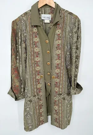 Classic Apparel‎ Vintage Layered Tunic Jacket Eclectic Grandpa Boho Earthy Sz 12 thumbnail 1