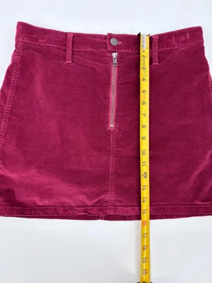 (E-574) Madewell Burgundy Corduroy Zip Mini Skirt thumbnail 7