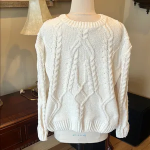 Cozy Cream Chenille Cable Knit Sweater thumbnail 3
