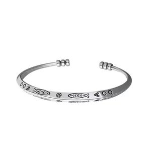 Engraved Boho Cuff Bracelet | 925 Sterling‎ Silver thumbnail 3
