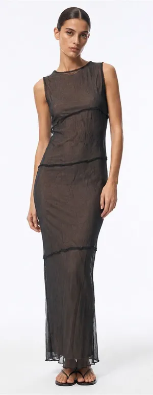 Moschino Cheap and Chic Vintage Sheer Black Maxi Dress Small 90s Goth Designer thumbnail 1