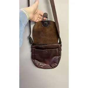 Jack Georges Voyager Crossbody Saddle Bag Purse Brown Genuine Embossed Leather thumbnail 7