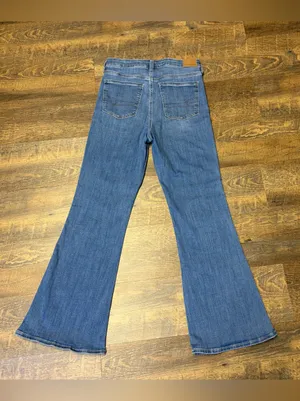 American Eagle Super High Rise Flare Jeans Womens 10 Next Level Stretch Denim thumbnail 5