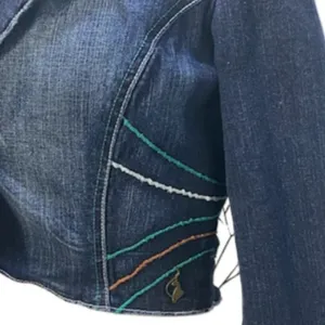 Baby Phat Vintage Tailored Cropped Denim Jacket w/ Embroidery & Scallop Hem thumbnail 2